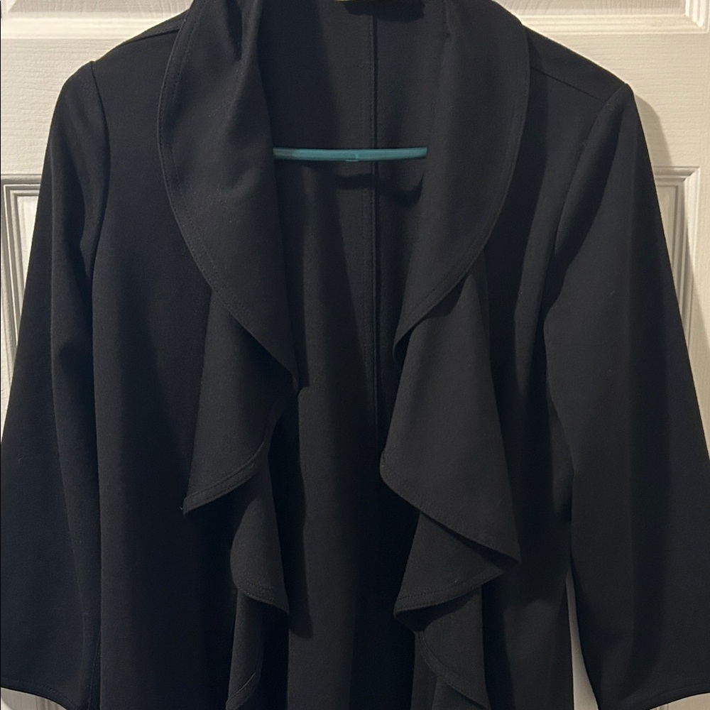 Calvin Klein Black Ruffle Blazer, Size 6